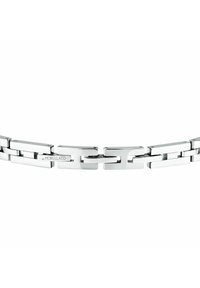 Bracciale in acciaio inossidabile silver con maglie rettangolari e finitura lucida. Incisione del logo su una delle maglie.