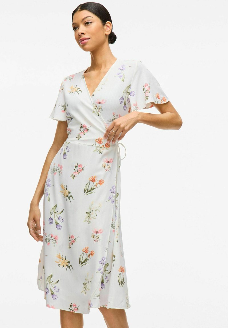 VILA VILOVIE WRAP DRESS - Vardagsklänning - snow white