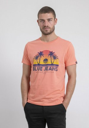 COL ROND  NAPOUR - T-shirt imprimé - corail