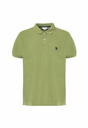 Polo shirt verde chiaro in cotone, con colletto classico, pattina a due bottoni e un piccolo logo ricamato sul lato sinistro del petto.