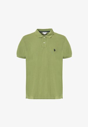 Polo shirt verde chiaro in cotone, con colletto classico, pattina a due bottoni e un piccolo logo ricamato sul lato sinistro del petto.