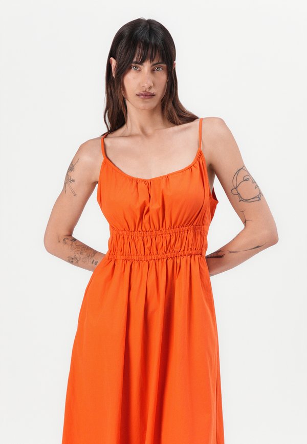 SMOCK  STRAP LONG DRESS - Day dress - brilliant orange3