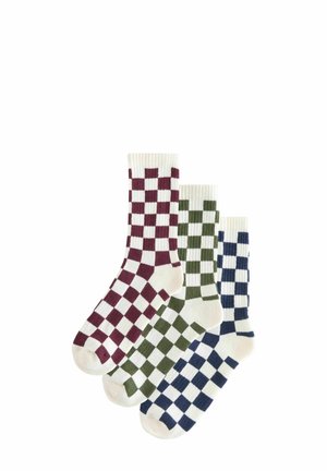 CUSHION 3 PACK WITH ARCH SUPPORT - Ponožky - navy blue/berry/red checkerboard