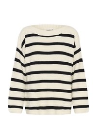 SLSusanna - Stickad tröja - white w black stripes