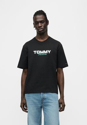 BLOCK TEE - Nyomott mintás póló - black