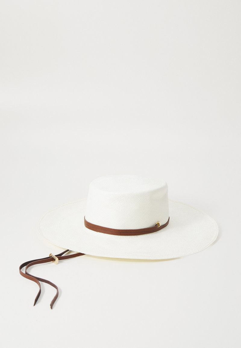 Sensi Studio Hat - white straw / cognac leather band