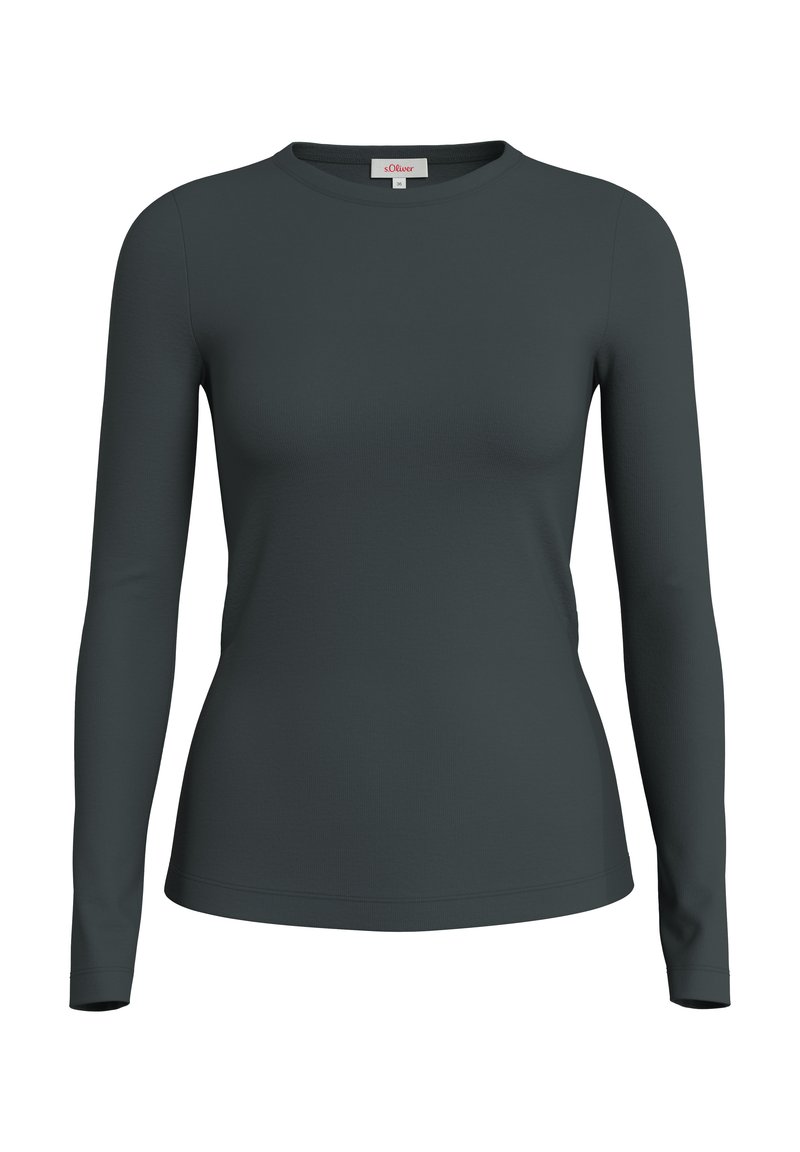 S.Oliver Damen Langarmshirt Mit Rundhalsausschnitt – Regular Fit, Effektprint, Rückenlänge 61 Cm (Gr. 36)