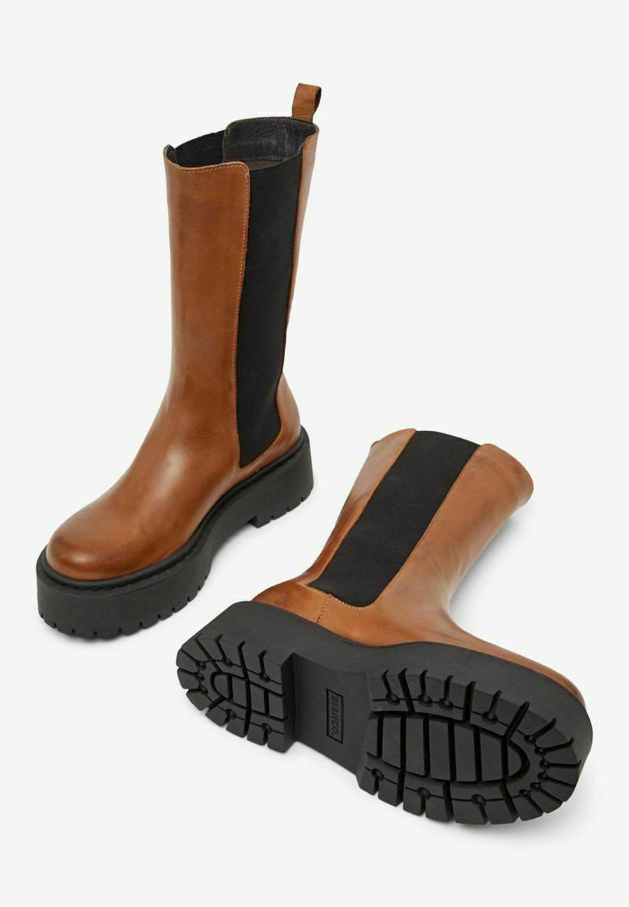 Bianco BIADEB LONG BOOT - Stivali con plateau - cognac - Zalando.it