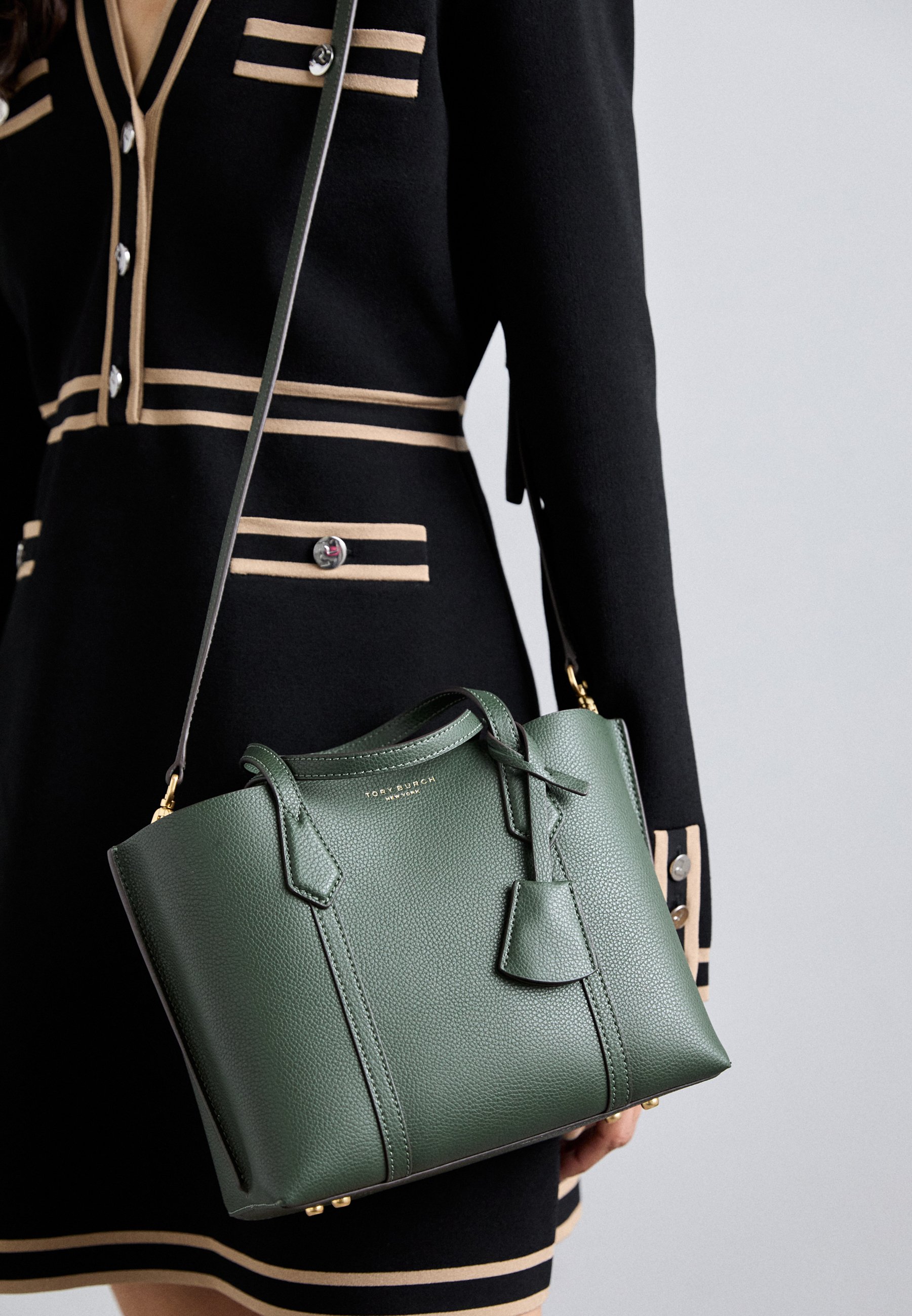 Tory Burch PERRY TRIPLE COMPARTMENT SMALL TOTE - Handbag - basil 