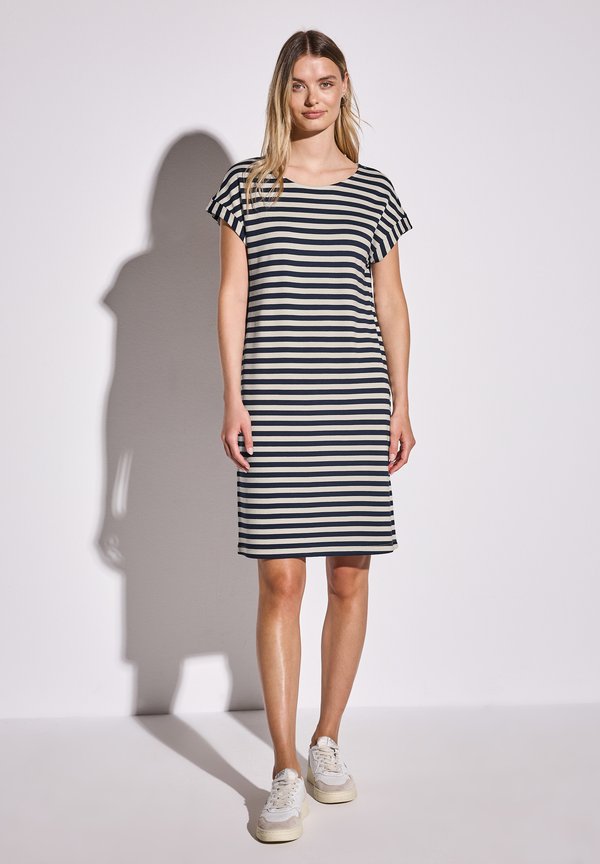 GESTREIFTES - Jerseykleid - blau