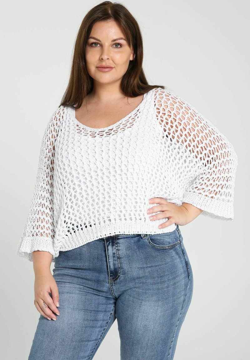 Damen Strickjacken | Paprika Strickpullover white/weiß - NR28236 Damen Strickjacken | Paprika Strickpullover white/weiß - NR28236