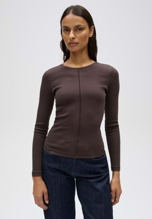 OPUS, SLIM FIT RIBBED TEXTURE - Longsleeve - affogato