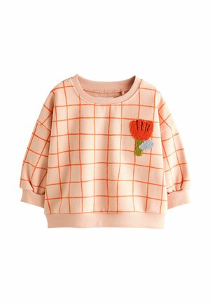 CREW NECK - Sweatshirt - peach pink grid