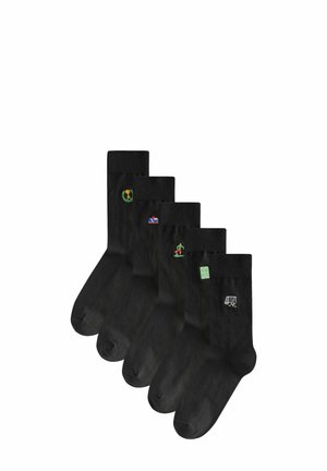 EMBROIDERED FIVE PACK - Zeķes - black football