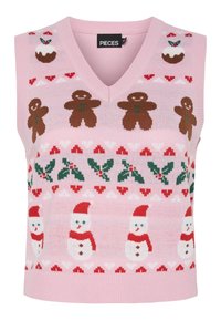 PCJOLLY XMAS V NECK VEST - Weste - prism pink