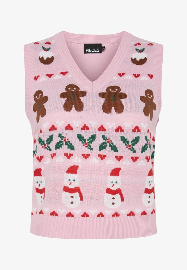 PCJOLLY XMAS V NECK VEST - Waistcoat2