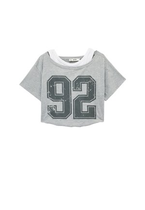 Koton, OFF-SHOULDER CROP T-SHIRT . - T-shirt con stampa - grey