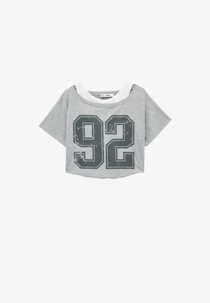 Koton, OFF-SHOULDER CROP T-SHIRT . - Print T-shirt - grey