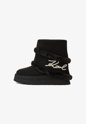 KARL LAGERFELD, SKYLAR FOLD DOWN - Зимни ботуши - black suede