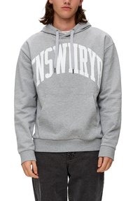 QS MIT FRONTPRINT - Sweat à capuche - grau meliert