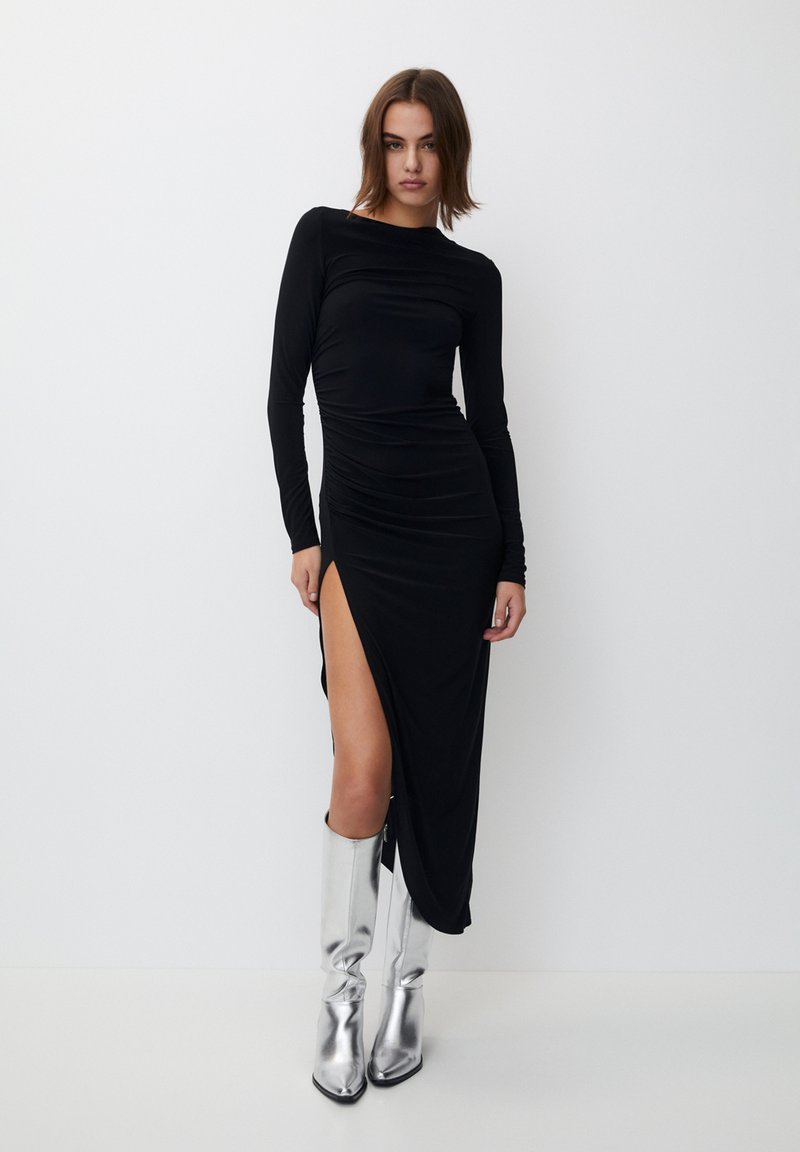 PULL&BEAR LONG ASYMMETRIC Maxi dress black Zalando.ie
