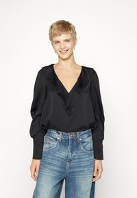 VILA - VIMURA V NECK FLOUNCE - Pusero - black Pienoiskuva 1