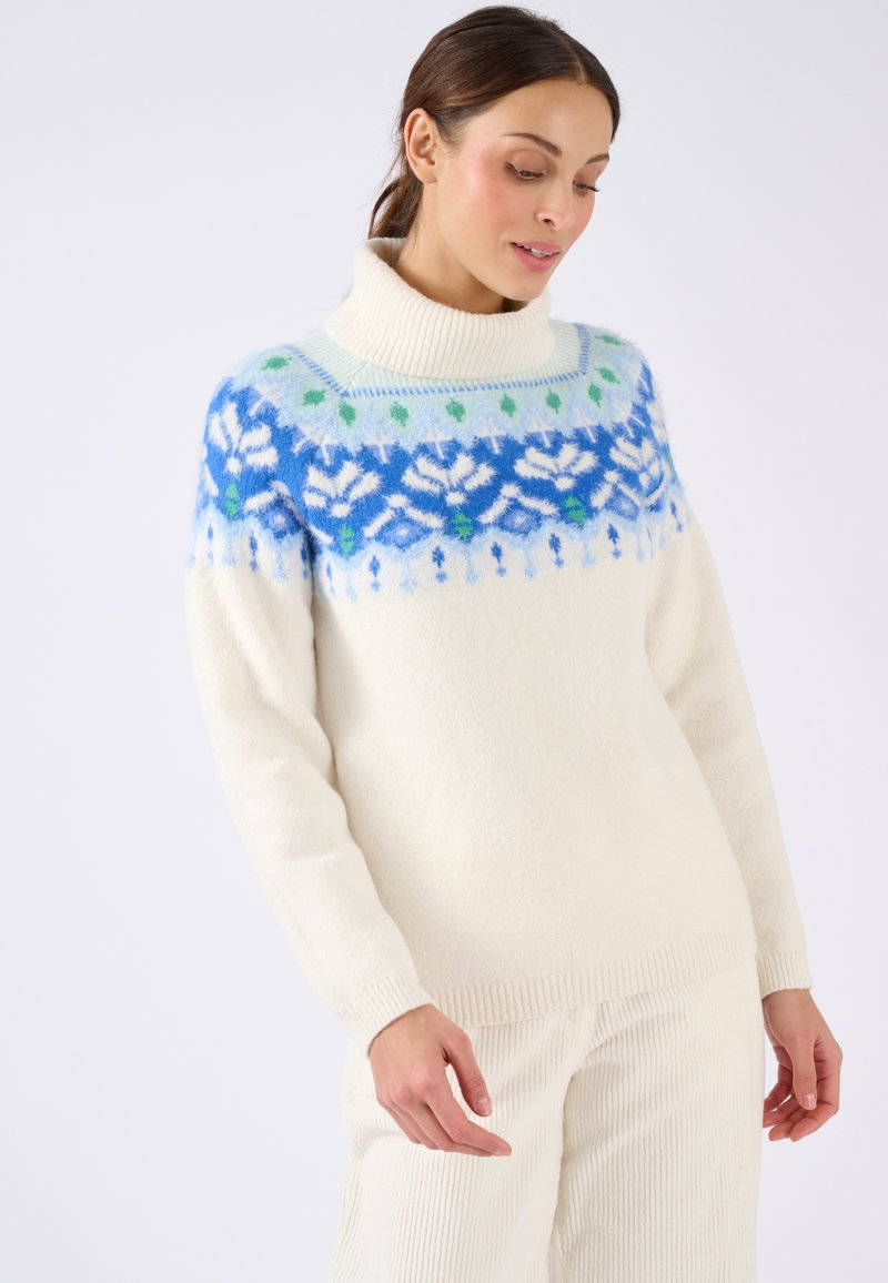 Damart JACQUARD COL ROULÉ Jumper bleu jacquard/blue Zalando