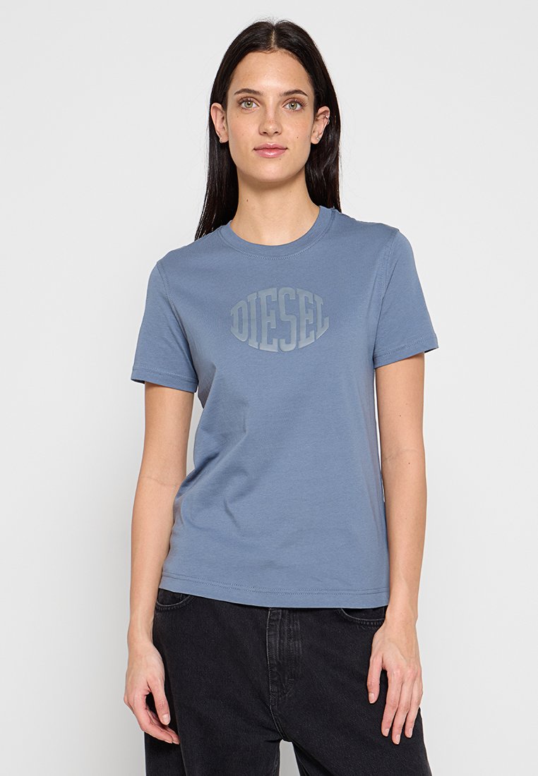 Diesel T-shirt print blauw gemêleerd