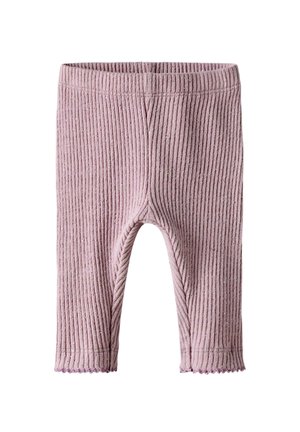 Geribde lavendelkleurige leggings met een textuur. Voorzien van een zachte tailleband en een gekartelde rand aan de zoom, wat zorgt voor een snug fit.