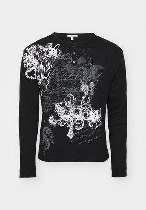 Jaded London ANOINTED WAFFLE HENLEY UNISEX - Top s dlhým rukávom - black