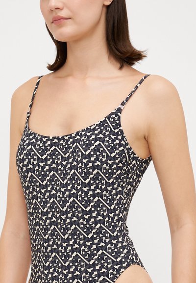 Tory Burch PRINTED GEMINI TANK SUIT - Traje de baño - black/white