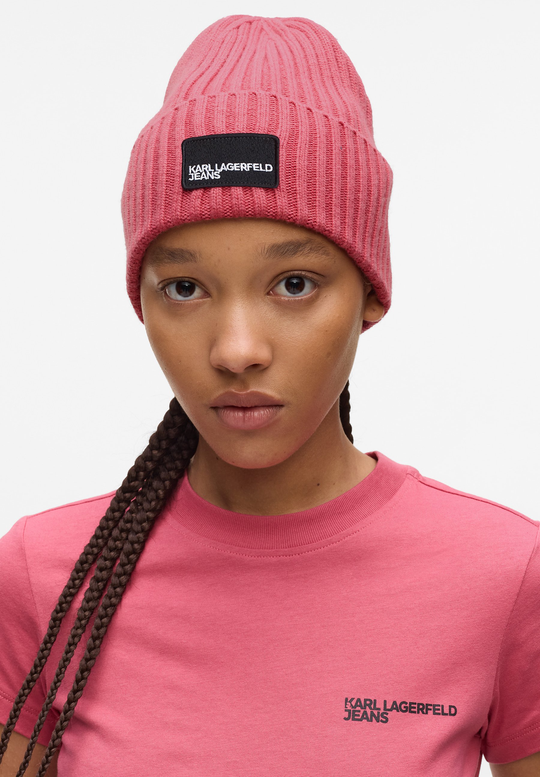 Karl Lagerfeld Jeans TURNED UP BEANIE - Beanie - slate rose 