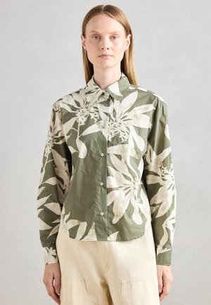 BLOUSE BOXY SHAPE COLLAR PRINT - Button-down blouse - multi/forest moss