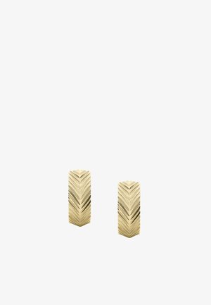 Fossil, FOSSIL WOMEN'S HARLOW LINEAR TEXTURE GOLD-TONE STAINLESS STEEL HUGGIE HOOP EARRINGS, JF04116710 - Earrings - gold-coloured