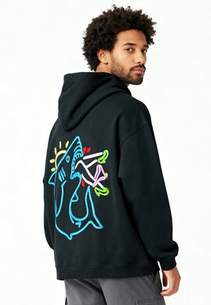 Kapucnis pulóver - black