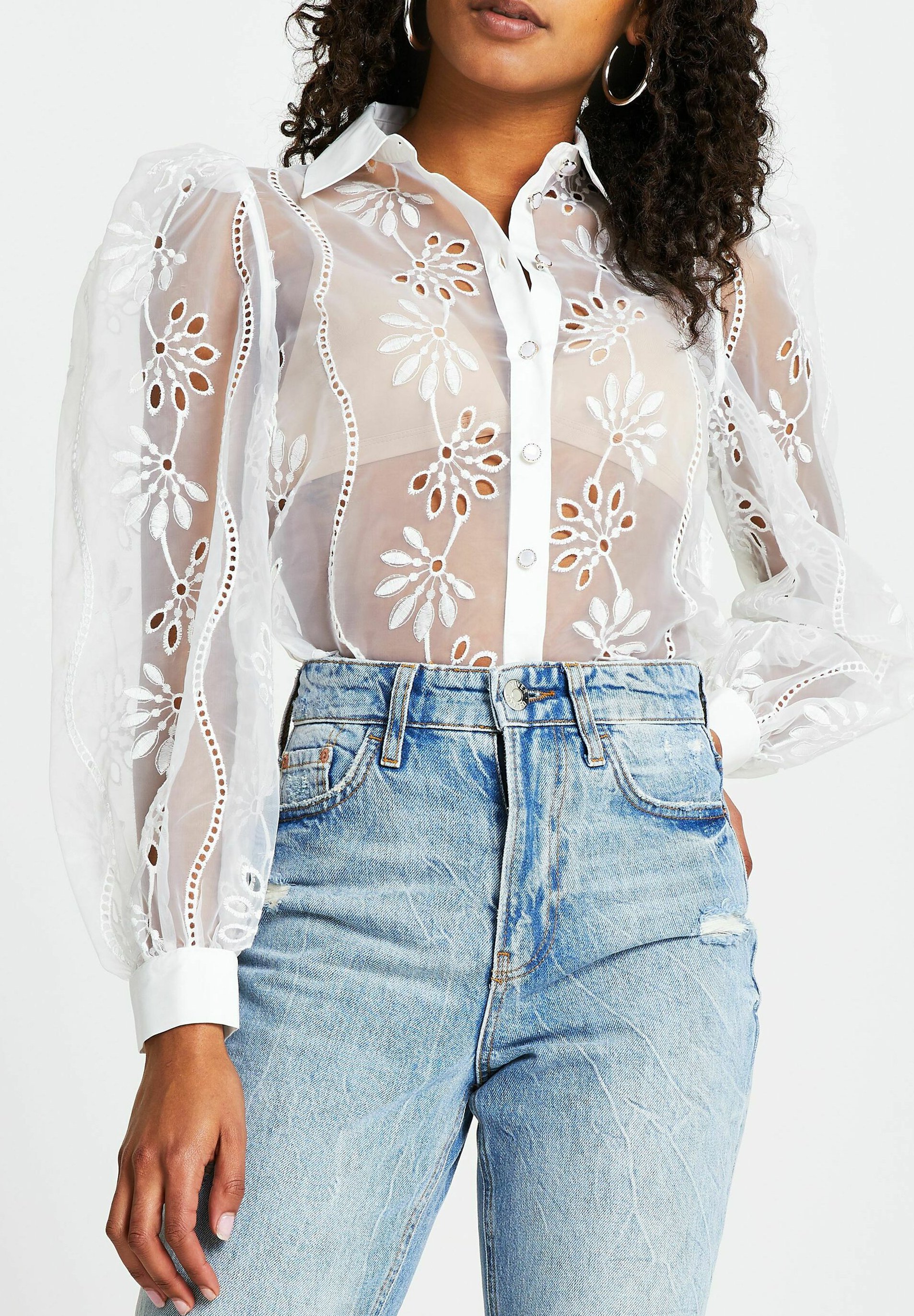 River island white long sleeve blouse Clearance
