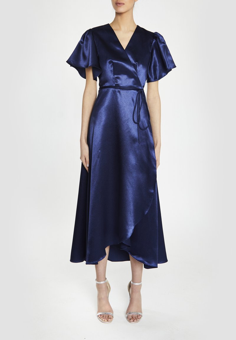 True Decadence SERENA CHAMPAGNE BRIDESMAID WRAP MIDI - Cocktailklänning - navy