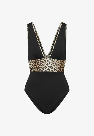 LIU JO, LIU JO ONE-PIECE SWIMSUIT WITH ANIMAL-PRINT INSERT - Badpak - black