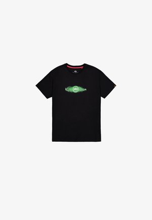 Alpha Industries, LIGHTNING - Nyomott mintás póló - black poisongreen