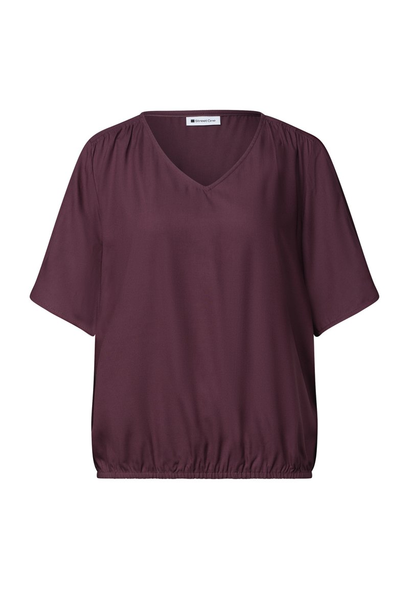 Street One SHORT-SLEEVE BLOUSE SHIRT WITH V-NECK - Bluse - rustic rouge ...