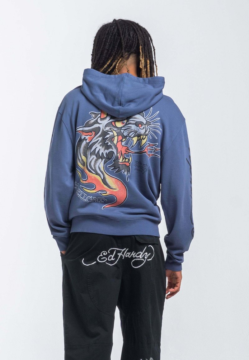 Ed Hardy HELL CATZ ZIP THROUGH - Felpa con zip - indigo