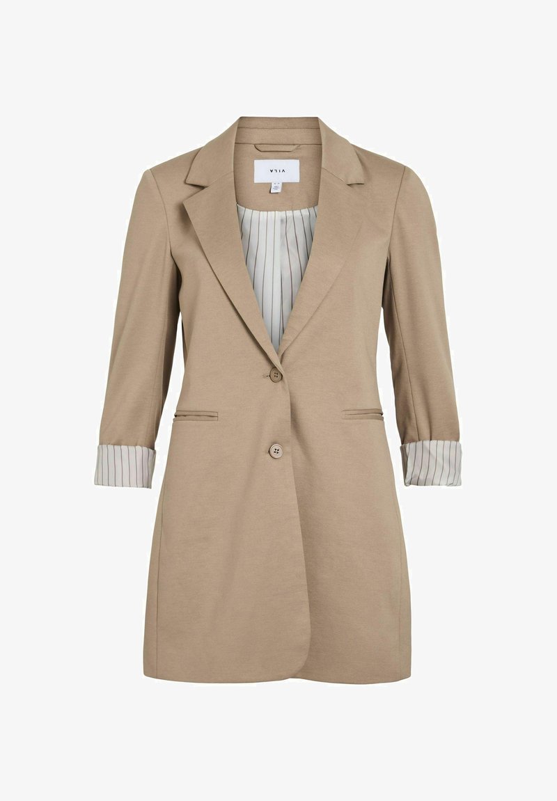 VILA Abrigo corto silver mink/crema