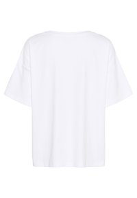 White short-sleeve t-shirt with a relaxed fit. Smooth cotton fabric, round neckline, and straight hem. No visible patterns or accents.