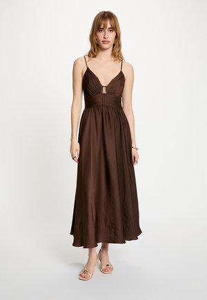 Morgan, MORGAN MORGAN LONG DRESS WITH V-NECK - Robe longue - marron foncé