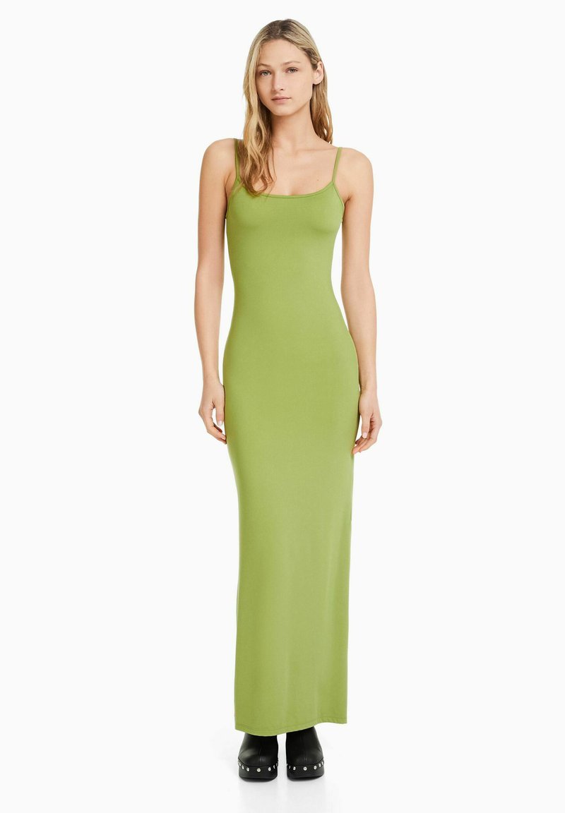 Bershka LONG FITTED STRAPPY Maxi dress evergreen Zalando.ie