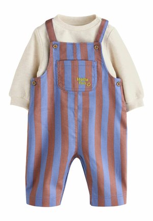 Next, BABY TWILL DUNGAREES AND BODYSUIT SET - Body - blue brown stripe