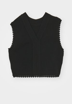 Victoria Beckham SCALLOP TRIM TANK - Toppi - black