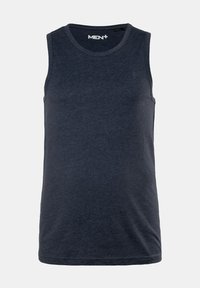 Navy-blaues ärmelloses Tanktop für Herren aus weichem Stoff mit Rundhalsausschnitt und dezentem Logodetail auf der Vorderseite.