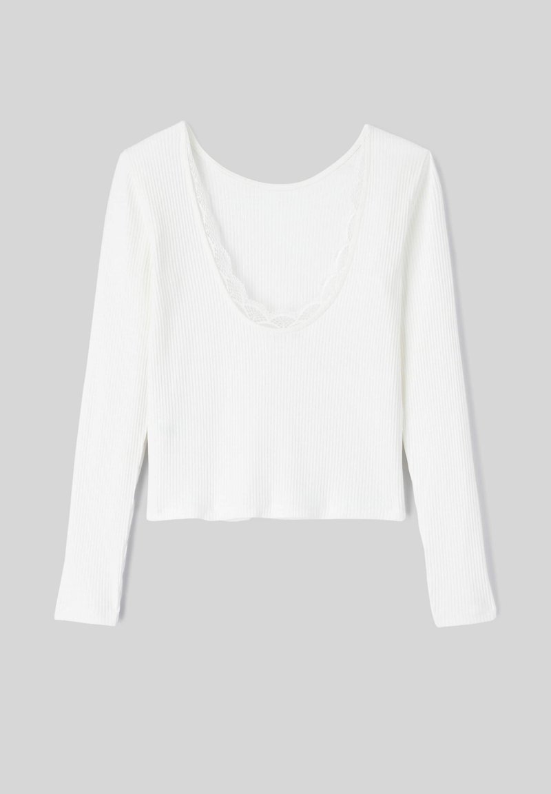 Tee Shirt Haut Dentelle Manche Longue Blanc BZB DOS NU DENTELLE T