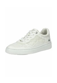 Sneaker bianca con trama delle stringhe, pannelli lisci e suola in gomma testurizzata. Caratterizzata da stringhe tonde e piccolo logo sul lato.